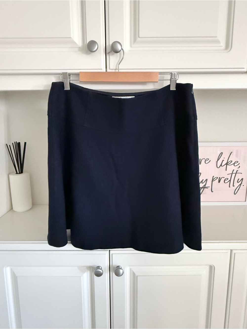 Boden Navy Wool A-Line Skirt